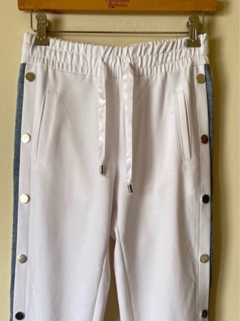 Philipp Plein Couture White Denim Blue Side Panel Track Joggers